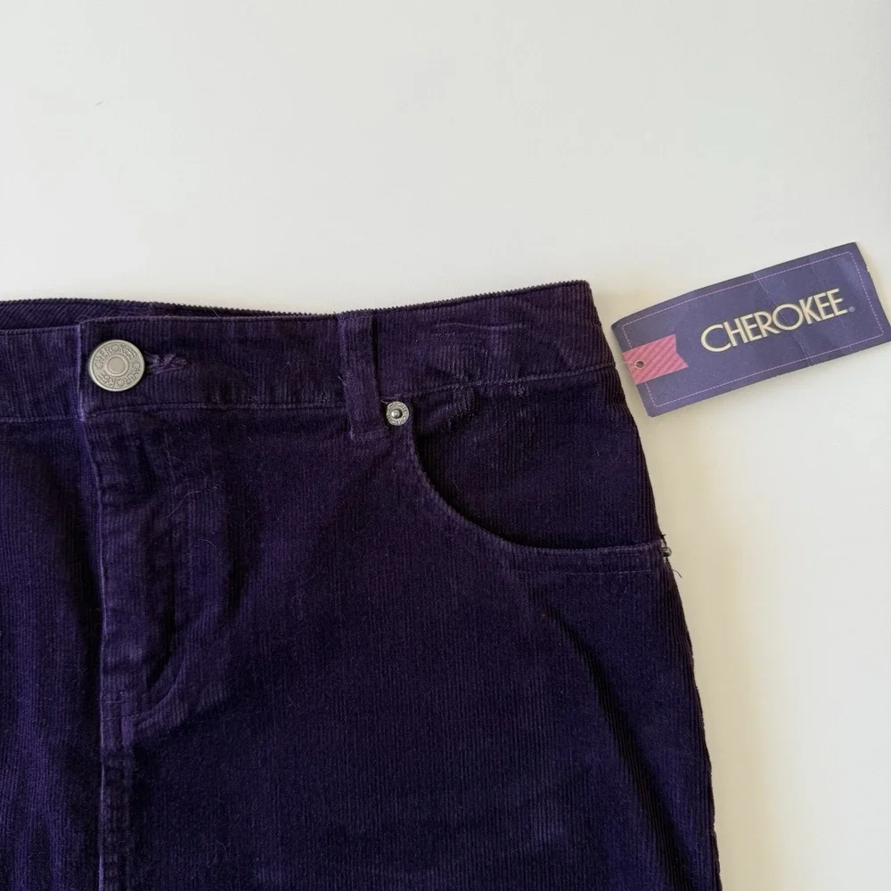 NWT Cherokee Dark Purple Phantom Grape Corduroy Mini‎ Skirt Size XL 14/16